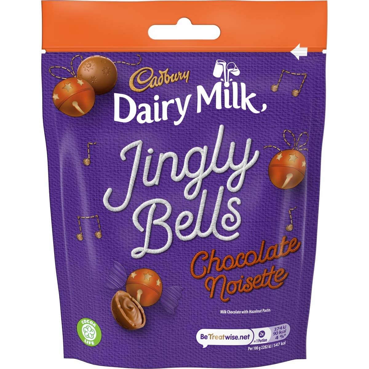 Picture of Cadbury Dairy Milk Jingly Bells Chocolate Noisette Bag 82g