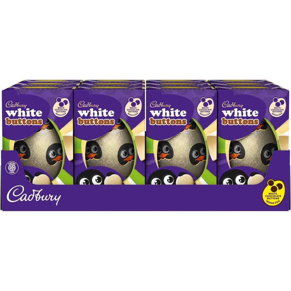 Cadbury White Chocolate Buttons Easter Egg 98g (Box of 12)