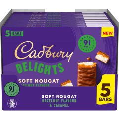 Cadbury Delights Soft Nougat Hazelnut Flavour & Caramel (Box of 9)