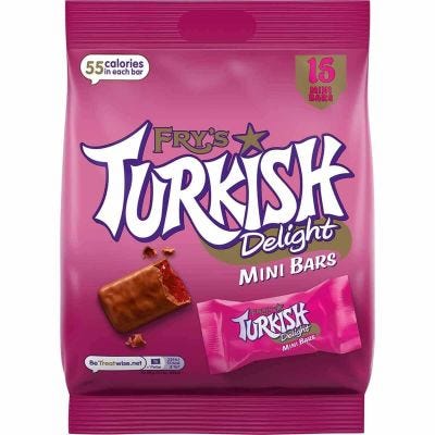 Fry's Turkish Delight Mini Chocolate Bar 225g (Bag of 15)