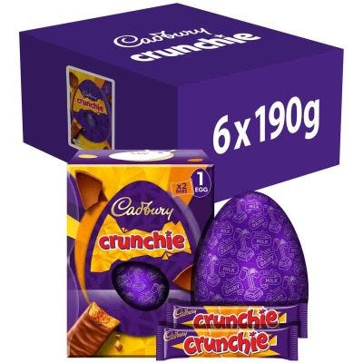 Cadbury Crunchie Chocolate Easter Egg 190g (Box of 6)