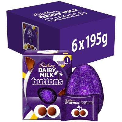 Cadbury Giant Buttons Chocolate Egg 195g (Box of 6)