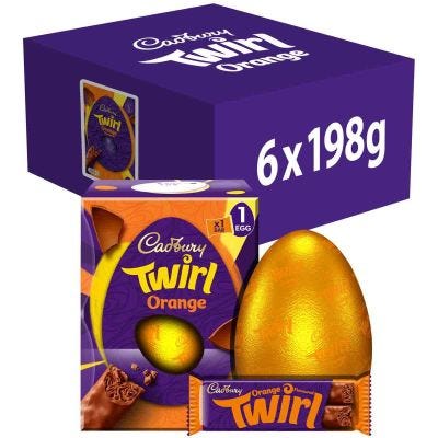 Cadbury Orange Twirl Chocolate Easter Egg (Box of 6)
