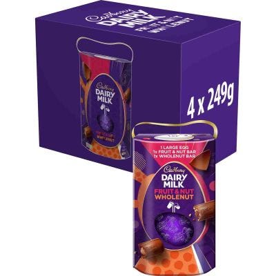 Cadbury Dairy Milk Fruit & Nut Chocolate Easter Egg 249g (Box of 4)