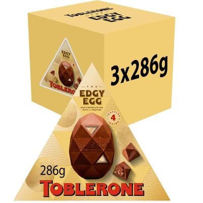 Toblerone The Edgy Egg  Milk Chocolate Truffle Easter Egg 268g (Box of 3)