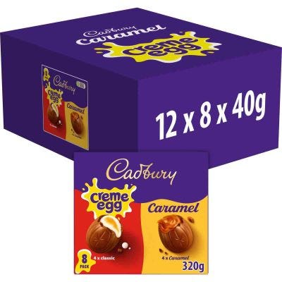 Cadbury Creme Egg & Caramel Egg 8 Pack 320g (Box of 12)