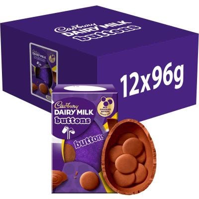 Cadbury Dairy Milk Giant Chocolate Buttons Egg 96g (Box of 12)