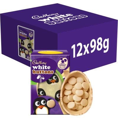 Cadbury White Chocolate Buttons Egg 98g (Box of 12)