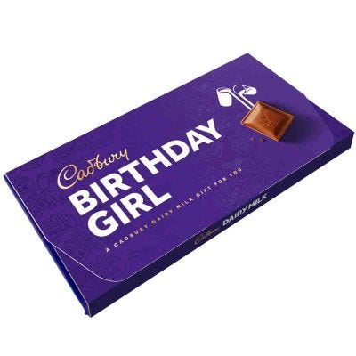 Cadbury Birthday Girl Dairy Milk Chocolate Bar with Gift Envelope