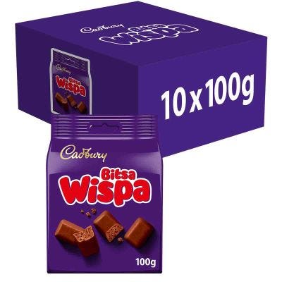 Cadbury Bitsa Wispa Chocolate Bag 100g (Box of 10)