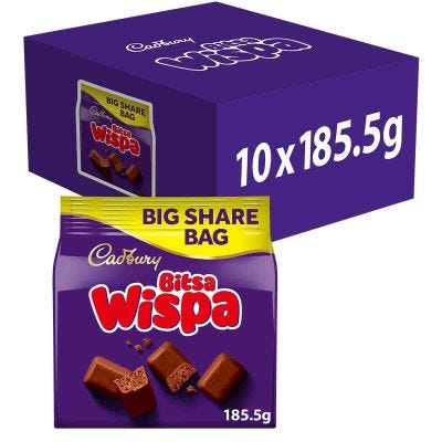 Cadbury Bitsa Wispa Chocolate Share Bag 185.5g (Box of 10)