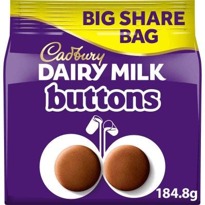 Dairy Milk Giant Buttons Chocolate Share Bag 184.8g