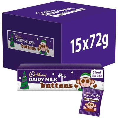 Cadbury Christmas Chocolate Buttons Tube 72g (Box of 15)