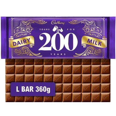 Cadbury Dairy Milk 200 Years Anniversary  Chocolate Bar (360g)