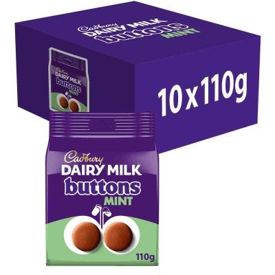 Cadbury Mint Giant Buttons Chocolate Bag 110g Box of 10