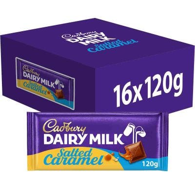 Cadbury Dairy Milk Salted Caramel Chocolate Bar 120g (Box of 16)
