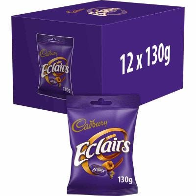 Cadbury Chocolate Eclairs 130g Bag (Box of 12)