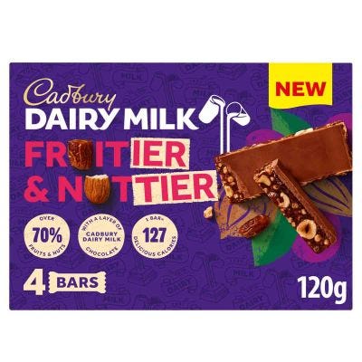 Cadbury Dairy Milk Fruitier & Nuttier Bars (Pack of 4) 