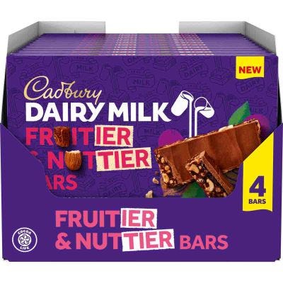 Cadbury Dairy Milk Fruitier & Nuttier Bars Pack of 4 (Box of 11)