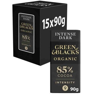 Green & Black's Organic Dark 85% Chocolate Bar 90g (Box of 15)