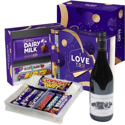 Cadbury I Love You Selection Box & Red Wine Gift