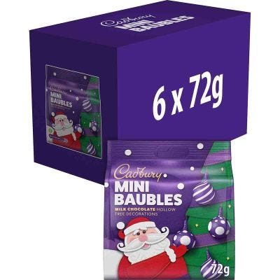 Cadbury Mini Baubles Milk Chocolate Tree Decorations 72g (Box of 6)