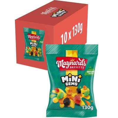 Maynards Bassetts Mini Gems Bag 130g Box of 10