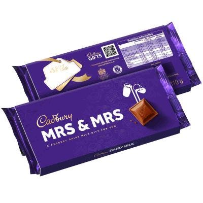 Cadbury Mrs & Mrs Dairy Milk Chocolate Bar with Sleeve 110g