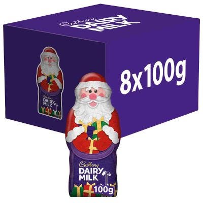 Cadbury Dairy Milk Hollow Chocolate Santa 100g (Box of  8)