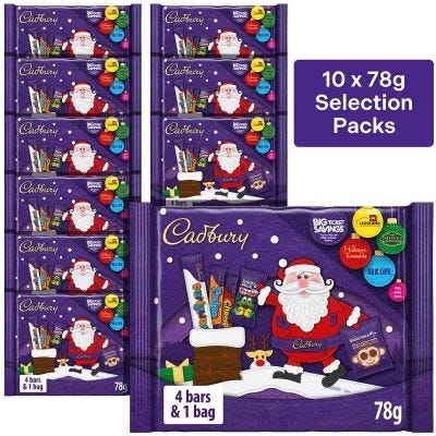 Cadbury Christmas Chocolate Selection Pack 78g (Pack of 10)