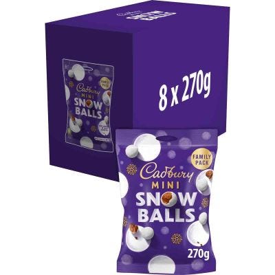 Cadbury Mini Snow Balls Chocolate Family Sharing Bag 270g (Box of 8)