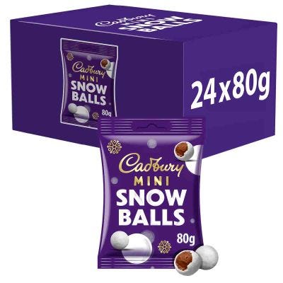 Cadbury Mini Snow Balls Bag 80g (Box of 24)