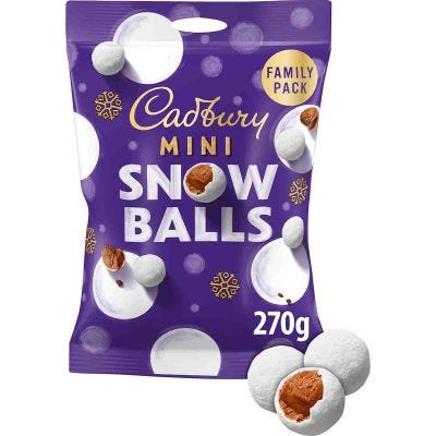 Cadbury Mini Snow Balls Chocolate Family Sharing Bag 270g