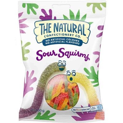 The Natural Confectionery Co. Sour Squirms Sweet Bag 130g 