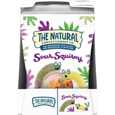 The Natural Confectionery Co. Sour Squirms Sweet Bag 130g (Box of 10)