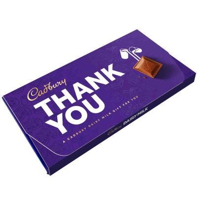 Cadbury Thank You Dairy Milk Chocolate Bar with Gift Envelope