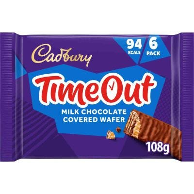 Cadbury Time Out 6 Milk Chocolate Covered Wafer Multi Pack108g