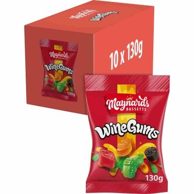Maynards Bassetts Wine Gums 130g (Box of 10)