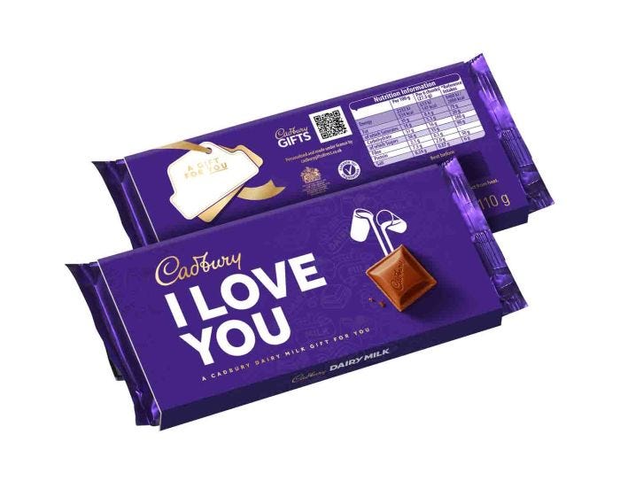 Cadbury I Love You Dairy Milk Chocolate Bar with Sleeve 110g