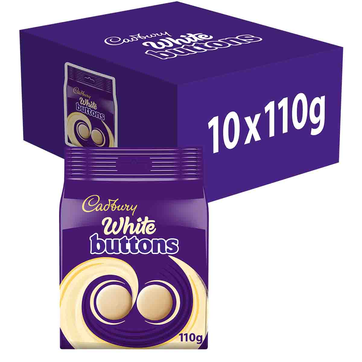 Cadbury Giant White Buttons Bag 110g Box Of 10